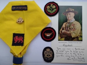 1970 Girl Guides Scarf, woggle, Trefoil Promise badge. Baden-Powell certificate - Picture 1 of 9