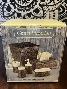 set bagno 6 pezzi grandi collezioni vittoriane GARBAGE BIDONE, PORTASPAZZOLINO - Foto 1 di 7