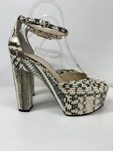 KORS Michael Kors HANNON Snakeskin Peep Toe Platform Ankle Strap Heels Size 9 - Picture 1 of 4