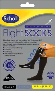 Scholl Flight Socks, Black UK Size 9-12, Unisex Compression Socks for travel - Picture 1 of 5