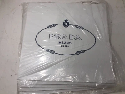 5 - Prada Shopping Bag Paper 16.5" L x 5.5" W x 15.75" H White/Navy Blue Large L