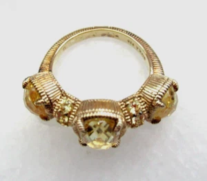 Judith Ripka 14K Gold Clad SS Canary Quartz Diamonique Ring Sz 6 JR Pouch GBox - Picture 1 of 11