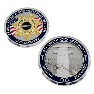 Corrections Officer 7 PT Badge Challenge Coin Thin Gray Line Prisons Core Values - Picture 1 of 5