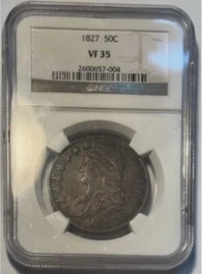 1827 square 2 50c Capped Bust Half Dollar NGC VF35 - Picture 1 of 4