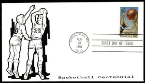 1991 Basketball Centennial FDC Ron Alexander Cachet - Picture 1 of 2