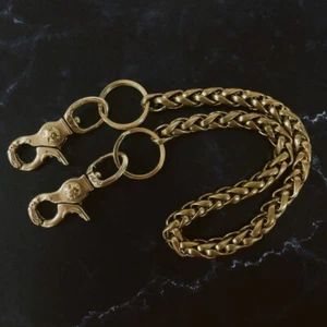 Made in Japan Brass Wallet Chain Knitted Handmade Eagle Hook Rare goro's - Picture 1 of 5