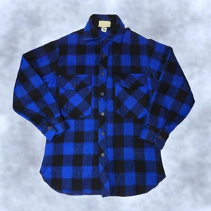 Hunter Garment Mens 100% Pure Wool Blue Plaid Checkered Jacket - Size M - Picture 1 of 12