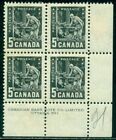 Canada Scott # 373 Plate Block, Mint, Nh, Gum Skips, H In Selvage, Great Price!