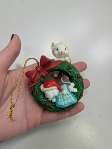 Vintage Mistelzweig Zauber Maus Kranz Schlafen Baby Weihnachtsschmuck Kmart  - Bild 1 von 16