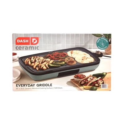 Dash Everyday Ceramic Nonstick Electric Griddle, 20"x10.5" Cook Surface, Sage - Image 1 of 3