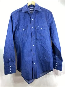 Wrangler Long Sleeve Pearl Snap Cowboy Cut Blue Denim Shirt Mens Medium 44” NEW - Picture 1 of 11
