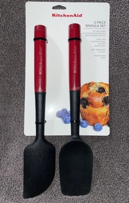 KitchenAid 2 Piece Spatula Set With Silicone Spoon And Scraper Red - Image 1 of 4