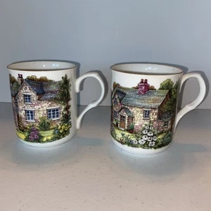 Tazas de té de café Crown Trent Fine Bone China English Cottage Staffordshire - Imagen 1 de 10