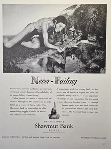 The National Shawmut Bank Boston MA Indian Spring Water Vintage Print Ad 1941 - Picture 1 of 4