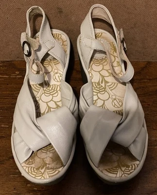Fly London Size EU 37 Beige Leather Wedge Sandals  - Image 1 of 4