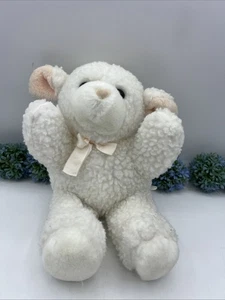 Peluche pupazzo bianco giocattolo pecora agnello amici Dakin vintage 1988 fiocco raso taglia 10" raro - Foto 1 di 11