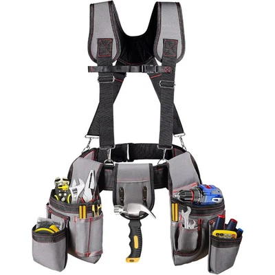 Tool Belt with Suspenders, Professional Tool Belt for Men, 18-Pocket Adjustable  - Image 1 of 4