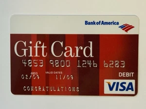 Bank of America Debit Gift Card▪️Not A Credit Card▪️2009 Exp▪️Unsigned - Picture 1 of 2