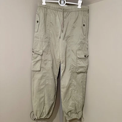 C&C California Women S Khaki Cargo Utility Pants Drawstring Waist Cropped - Image 1 of 4