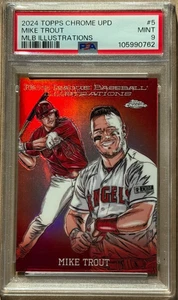 2024 Topps Chrome Update  Mike Trout - MLB Illustrations SSP Angels  #5 PSA 9 - Picture 1 of 2