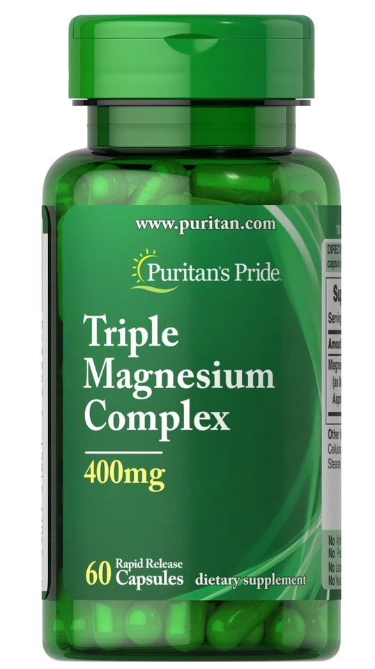 Complejo triple magnesio Puritan's Pride 400 mg - 60 cápsulas de liberación rápida Foto 1 de 1
