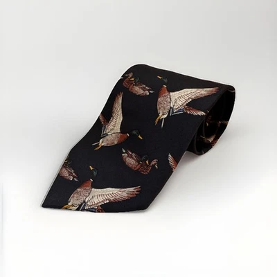 Duck Novelty Tie Mallard Ducks Unlimited 100% Thrifty Trendy Mtg - Image 1 of 4