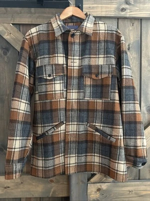 Vintage 70s Pendleton Wool Mackinaw Cruiser Button Plaid Jacket Large USAMade - Image 1 of 4