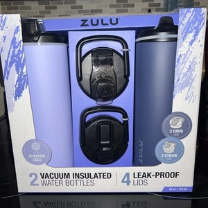 ZULU 2 Pack Vacuum Insulated Brand New Stainless Steel Water Bottles 24oz Each - Picture 1 of 6