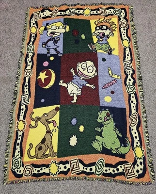 VTG 90’s Rugrats knit throw blanket the northwest company  55X44 - Image 1 of 3