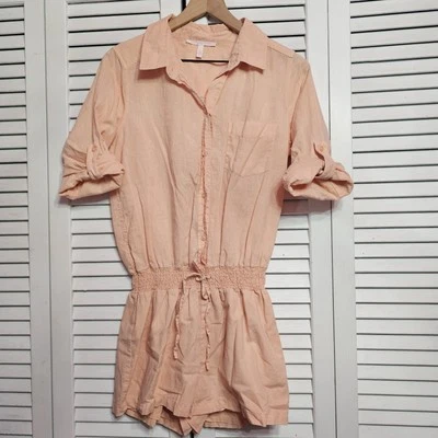 Pantalones Cortos Victoria's Secret Naranja Melocotón Mezcla Lino/Algodón Mameluco Para Mujer Talla 8 Foto 1 de 4