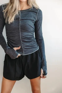 NEW Free People Movement Right On Run Long Sleeve Layer- Small - Black -MSRP $58 - Picture 1 of 7