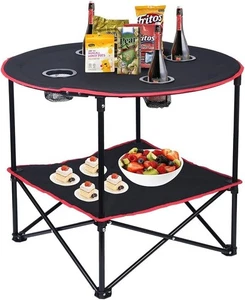 Mesa de Picnic Plegable Portátil Exterior Mesa de Camping con 4 Portavasos y Bolsas - Imagen 1 de 7