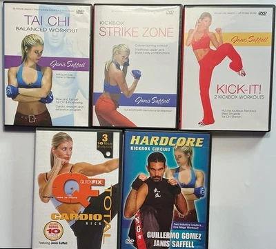 Janis Saffell DVD Lot – Hard Core, Tai Chi, Kick It, Strike Zone, Cardio Kick  - Image 1 of 4