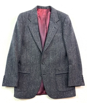 De Colección Azul Mancha Tweed 38R Celso Cellini Blazer Chaqueta Traje Deportivo Abrigo 100% Lana Foto 1 de 4