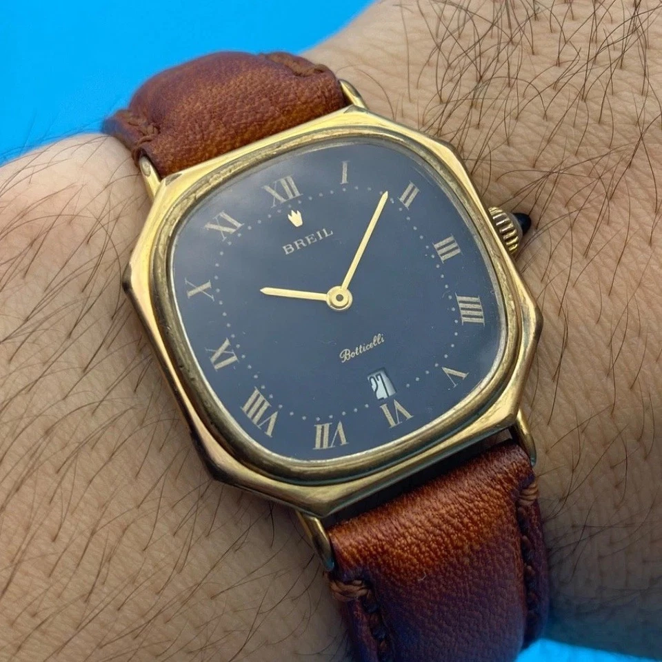 Authentic NOS Watch Men's Breil Chiffre Roman Swiss Manual Winding Vintage 1970s - Image 1 of 4