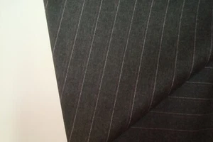 4.33 yds UK Wool Flannel Fabric Luxury 120s Suiting 8.5 oz Gray Stripe 156" BTP - Picture 1 of 5