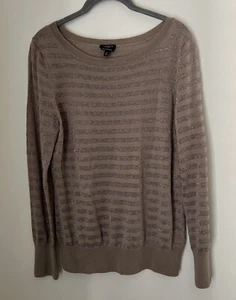 Talbots Pullover Damen beige gold Streifen italienische Merinowolle Langarm XL - Bild 1 von 4