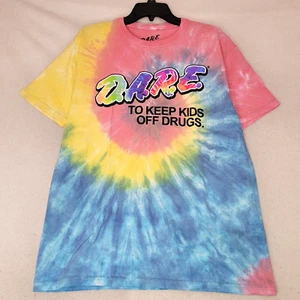 DARE TO KEEP KIDS OFF DRUGS TIE DYE SHIRT ADULT LARGE L BLUE MENS PULLOVER NWT B - Picture 1 of 12