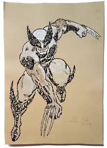 Wolverine Sketch done by using only the word "Romita" Calligram ~ 11x17 us - Picture 1 of 6