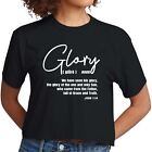 Womens Cropped Graphic T-Shirt, Glory - Christian Inspiration