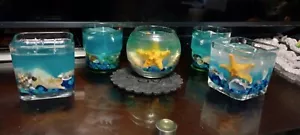 13 oz Gel wax with seashells and sea star ,hand pouring candle, - Picture 1 of 12