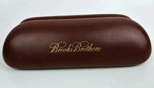 Brooks Brothers Eyeglasses Case Brown Hard Shell Slim Felt Lined Travel Carrier - Picture 1 of 11