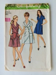Simplicity Pattern 8653 Double Breasted Coat Dress Sz 10 Bust 32.5 Vintage 1969 - Picture 1 of 5