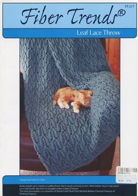 Fiber Trends Knitting Pattern FT-217 Lace Leaf Throw - Uses Bulky Weight Yarn - Image 1 of 2