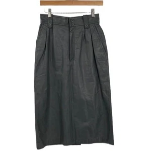 Vintage 70er Toffs Bleistiftrock Damengröße 10 grau Leder Plissee gerade Midi - Bild 1 von 14