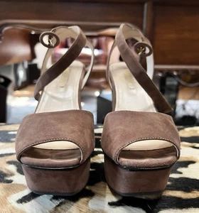 PRADA ~ Platform Sandals In Brown Suede - Picture 1 of 16
