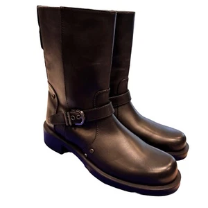 NEW! STUART WEITZMAN Maverick Black Leather Pull-On Boots Women's Sz 6.5 - Picture 1 of 11