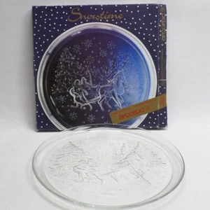 Arcoroc Snowtime Christmas Glass Centrepiece Platter 13" French Vintage Sleigh - Picture 1 of 10