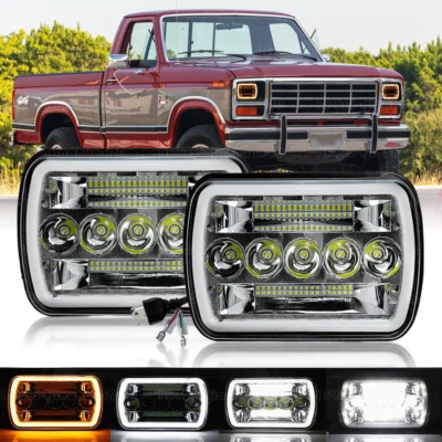 Par de faros LED 5x7"7x6" para Ford F150 F250 F350 Ranger 1976-1986 haz alto/bajo Foto 1 de 4
