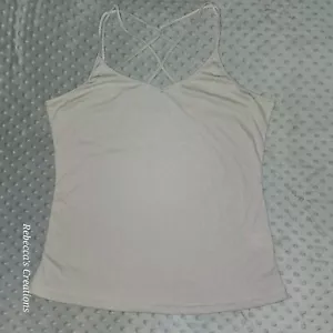 Tanque sin mangas de espagueti con tiras acanaladas color tostado topo (gris) ligero elástico suave XL - Imagen 1 de 9